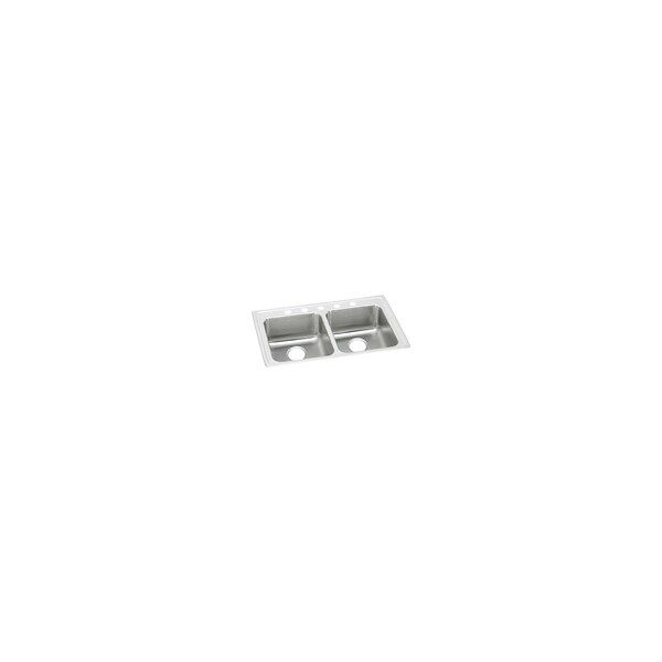 Classic SS 33" x 21-1/4" x 6", Equal Double Bowl Drop-in ADA Sink